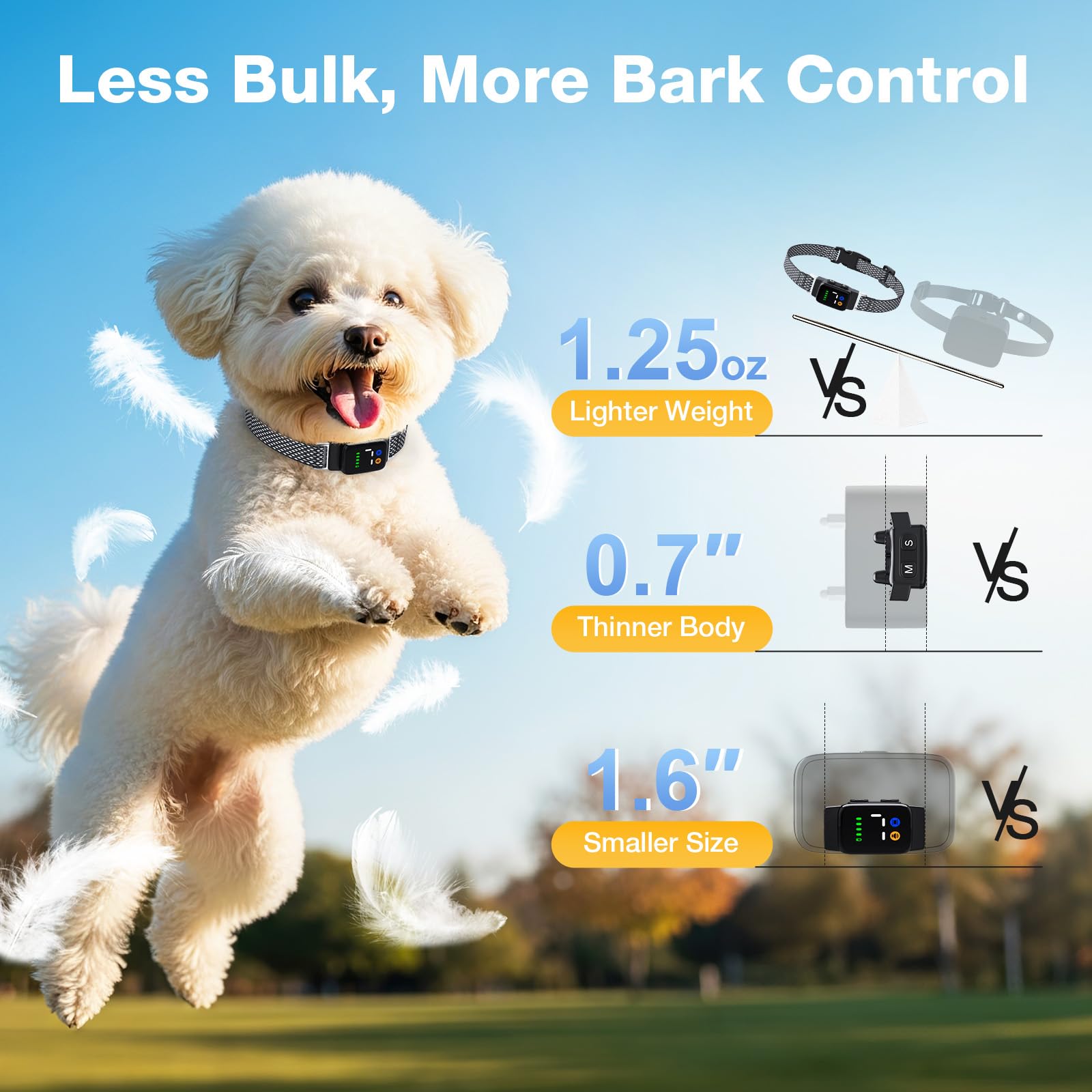 Collar Antiladridos para Perros - Collar Adiestramiento con 7 Niveles de Sensibilidad Ajustables, Recargable 3 Modos de Eficiente, Impermeable IP67 Cuello Perros Pequeños y Grandes (Gris)