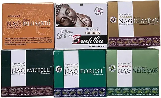 Lamare by Vijayshree Golden Nag - 6 Coni di Incenso Aromaterapia per Meditazione e Yoga