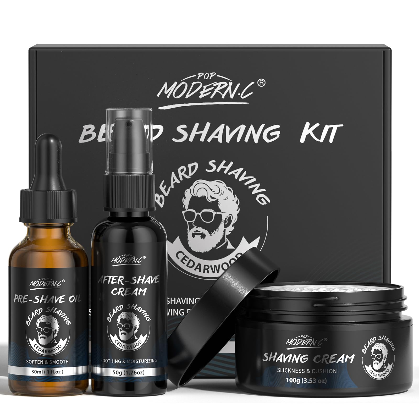 Kit de barbear de 3 peças para homem, ideal como presente de Natal, aniversário, dia dos namorados, dia do pai. Kit de barbear para pai, homem, marido, namorado