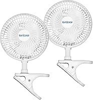 Vista 1 de Hurricane 2-Pack Classic Clip-On Table Fan with 2 Quiet Speeds, White, 6" - Portable Corded Electric Air Cooling Unit with 306 CFM and Adjustable