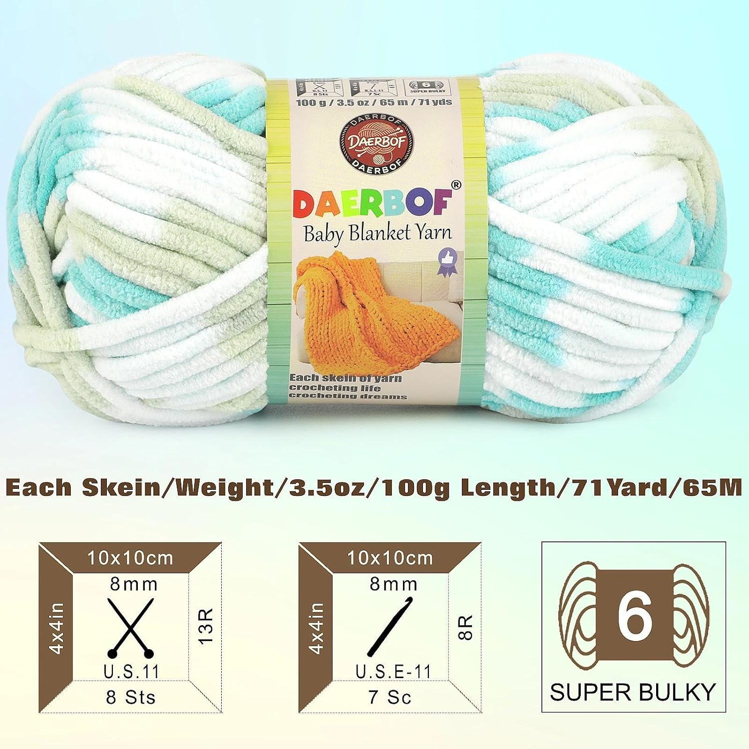 6 Super Bulky Chenille Yarn for Crocheting, Chunky Blanket Yarn for Crochet image 2