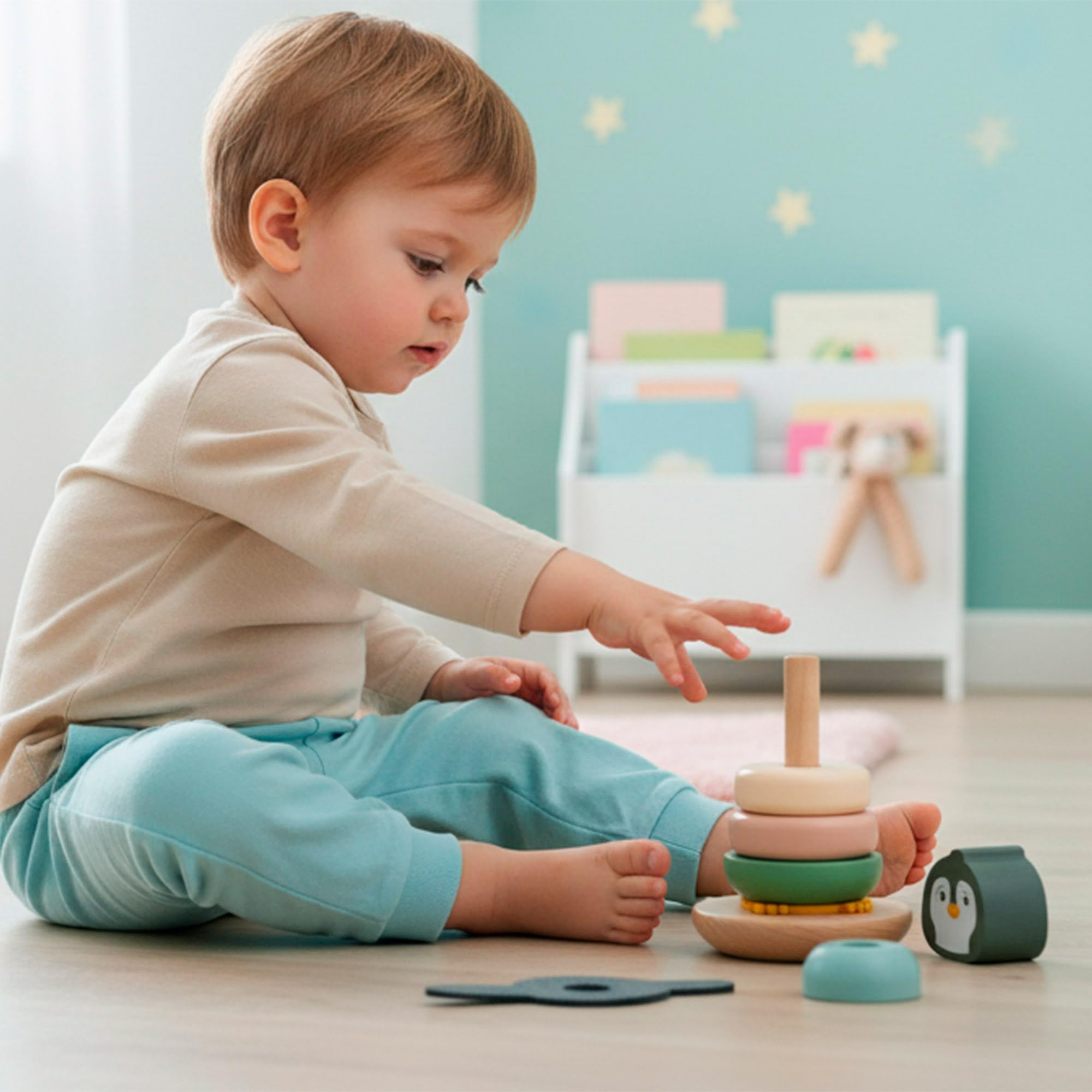 Image secondaire de Ensemble de 3 Jouets en Bois Colorés pour Bébé - Abaque, Pingouin et Formes