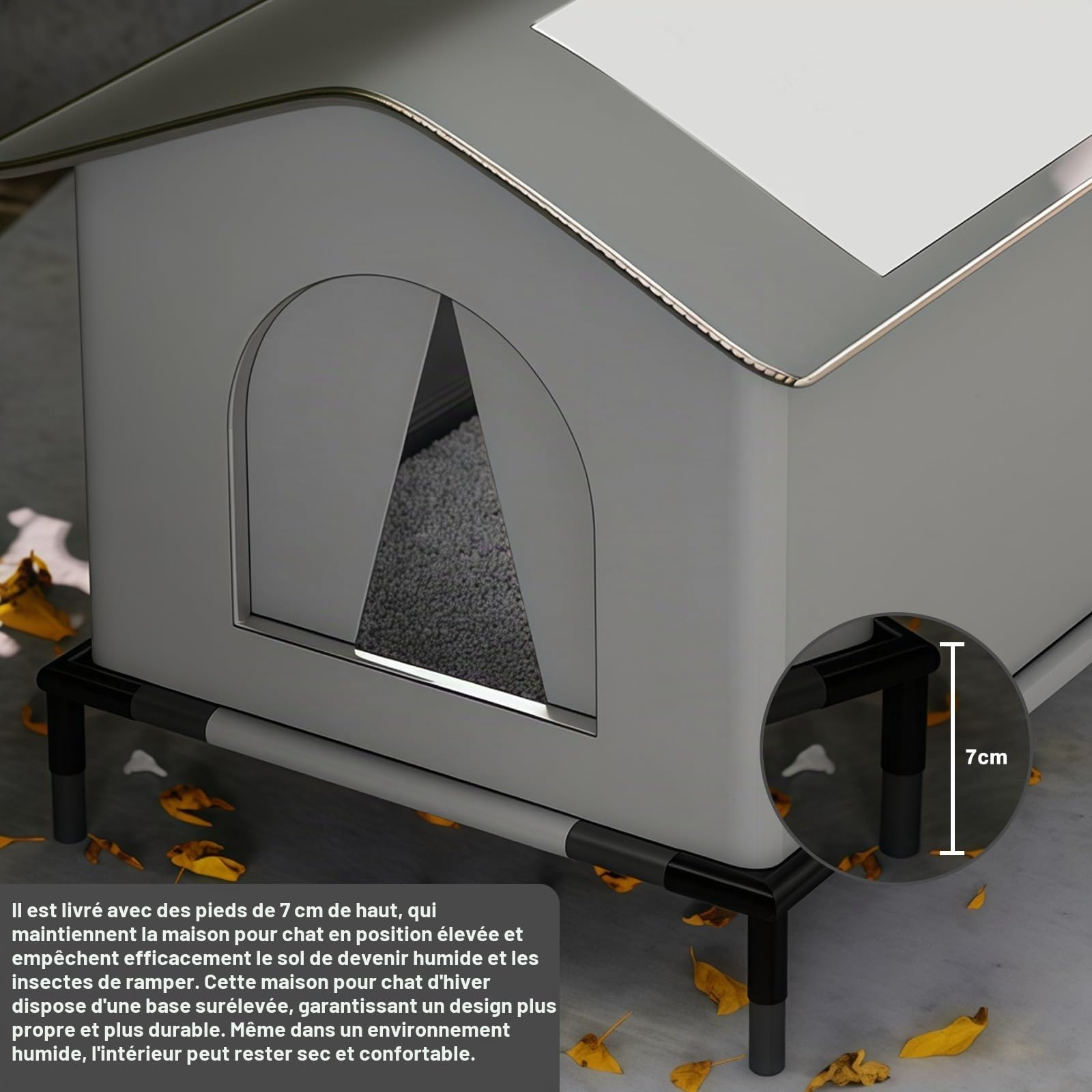 Maison pour chat d'extérieur résistante à l'hiver – Maison pour chat chaude imperméable avec base surélevée et isolation – Tente résistante aux intempéries pour chats errants et petits