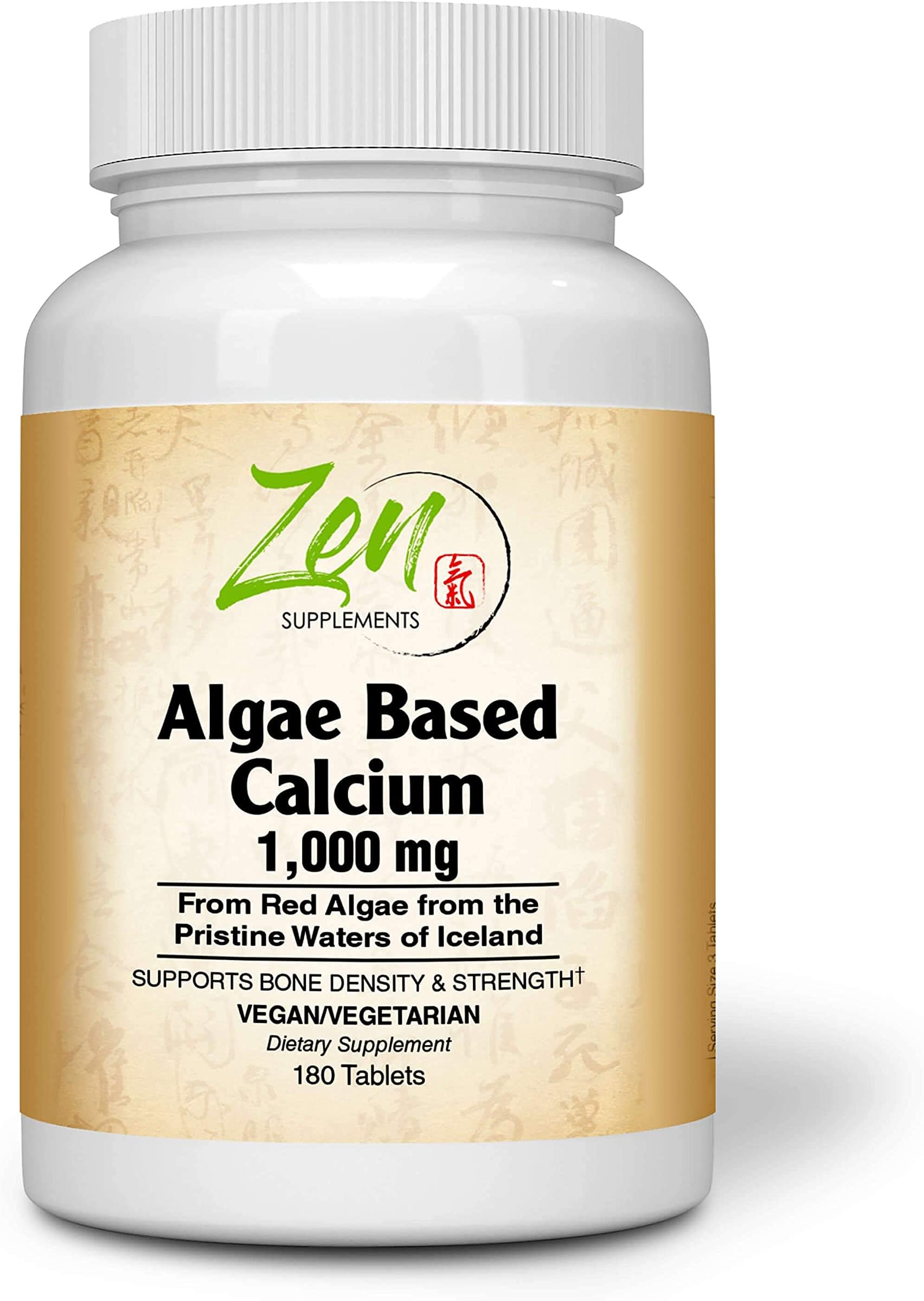 Algae Based Calcium 1,000Mg Icelandic Red Algae 180 Tabs - Plant-Based Calcium Supplement with Magnesium, Boron, Vitamin K2 + D3 - All Natural Ingredients to be Highly Absorbable
