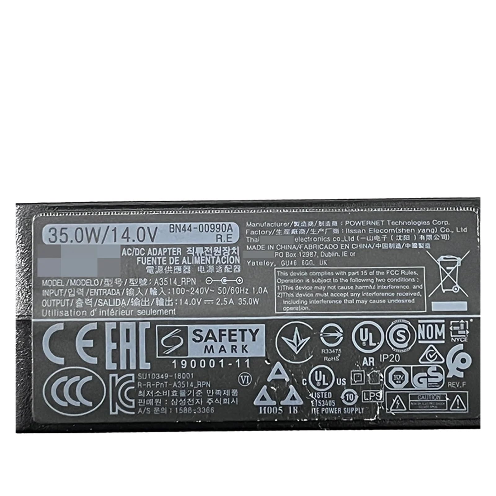 Cavo Di Conversione TV LC24RG50FQNXZA LC24RG50FZNXZA LC32F391FWLXZP È For Adattatore Monitor CA/CC Caricabatterie 14 V 2,5 A 35 W A3514_RPN BN44-00990A Gruppo Cavo