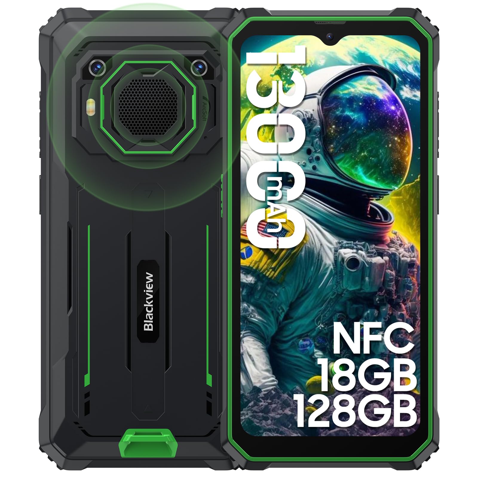 Blackview BV6200Pro Rugged Smartphone Android 14, 18GB+128GB(2TB TF), 6.56''HD+, 13000mAh/18W, 13+8MP, 98dB Microfono/NFC/Google Lens/OTG/Face ID/Fingerprint/Modalità Guanto/4G Dual SIM/3 Slots