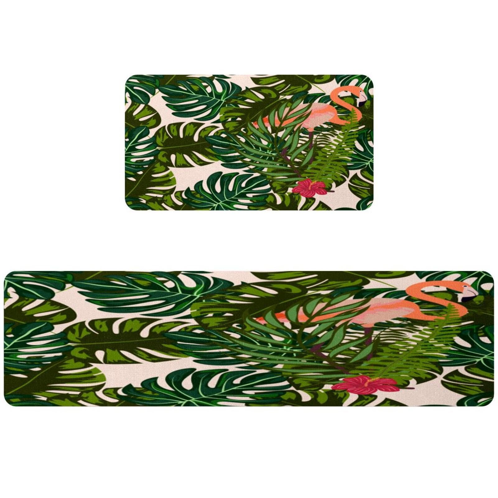 Alfombra decorativa de cocina lavable con textura suave y diseño botánico