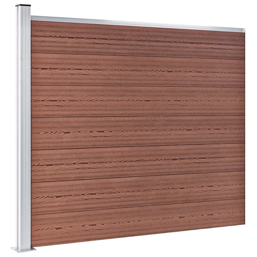 Ensemble de Panneau de Clôture Jardin WPC 872x146 cm Marron, Brise-Vue Composite Modulaire pour Extérieur, Claustra et Palissade avec Poteaux et Accessoires