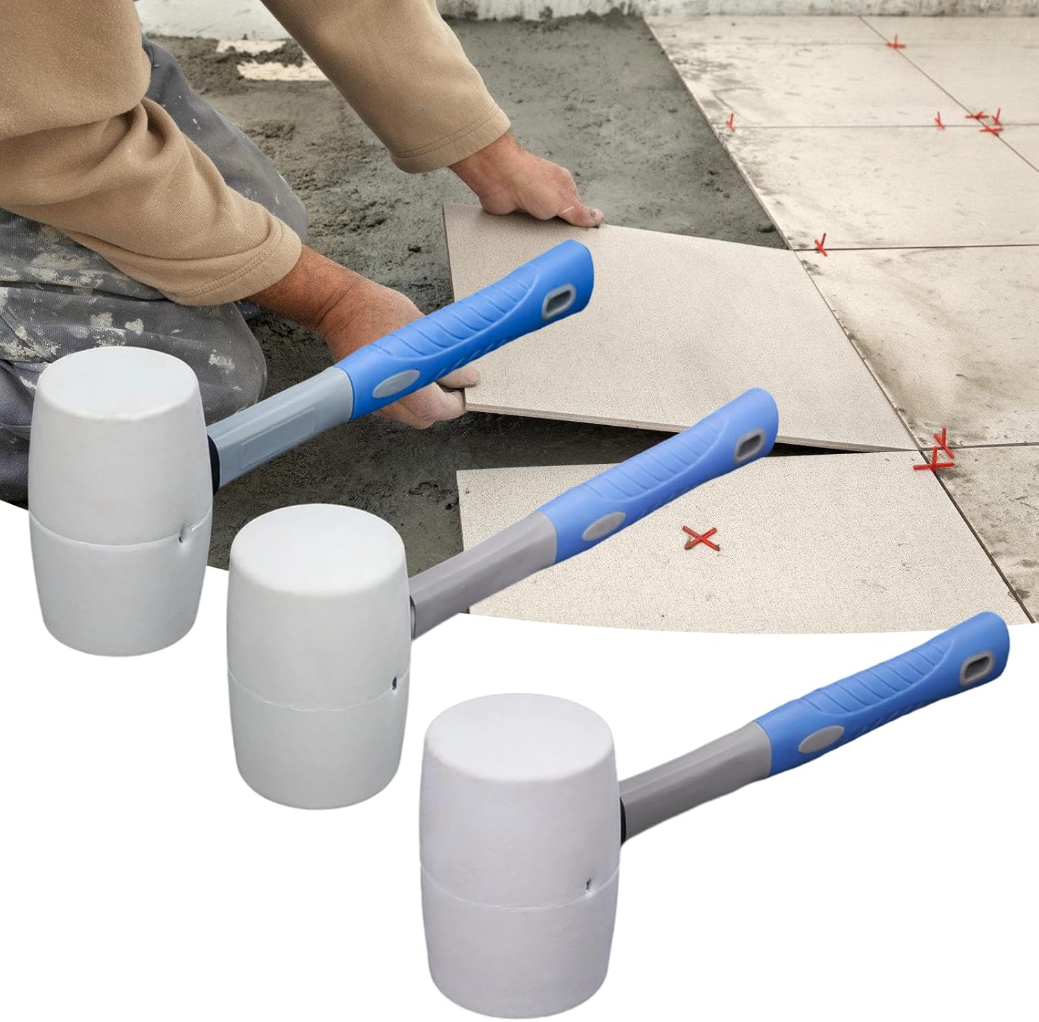 Ergonomic Rubber Hammer For Safe Flooring Projects Non-Marring & Wood Tool Rubber Mallets Hammer Nonslip Handle