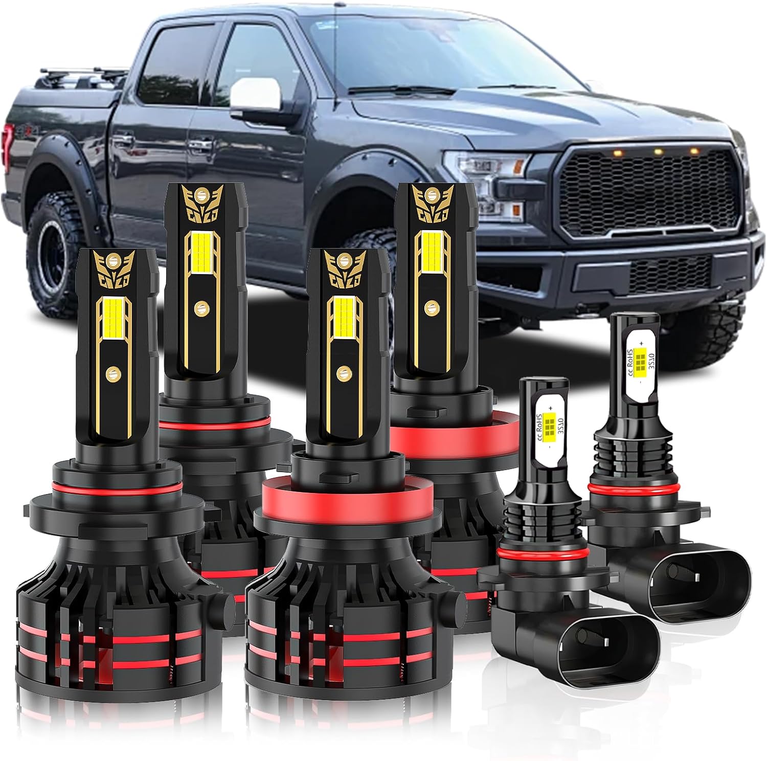 Upgraded Light Bulbs Kit Compatible For Ford F150 2015-2023, 6000K White Plug-and-Play Super Bright Lights Bulbs - 6Pack
