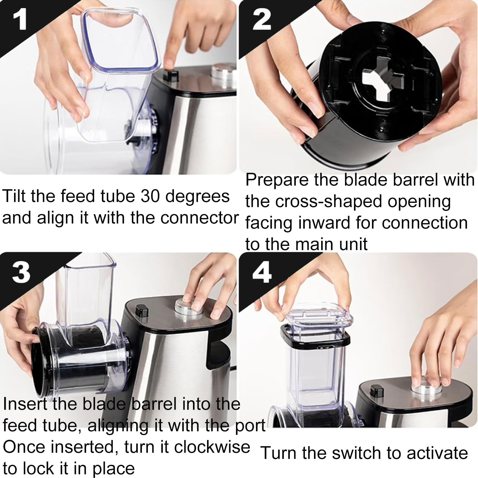 Grattugia elettrica Professionale per Verdure, affettatrice elettrica con 5 Lame in Acciaio Inox e Diametro di 7,5 cm, Tritatutto Multifunzionale per Frutta/Verdura/Formaggi