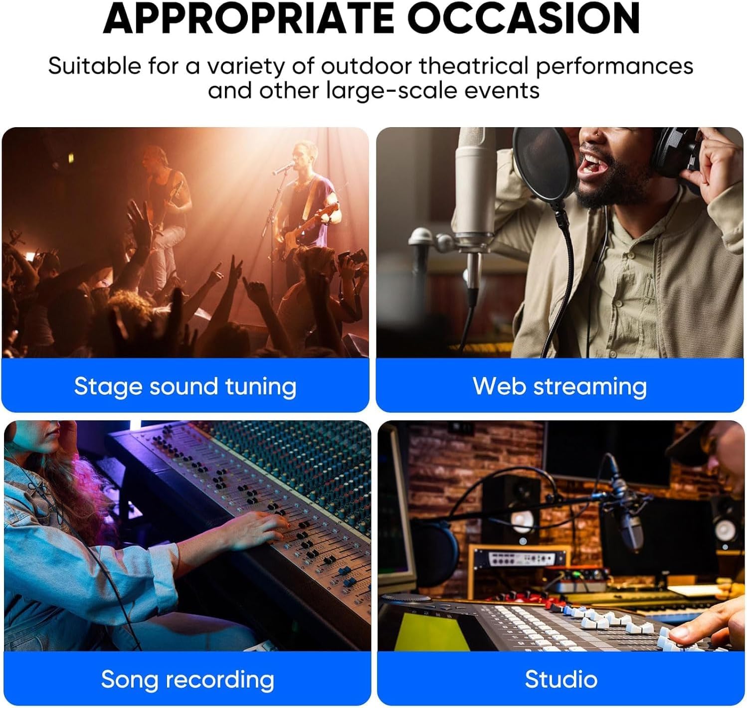 W IN-MIX 4 Channel Professional Audio Mixer with MP3 Player and Bluetooth U disk 48V Phantom Power Source USB recording for Studio Recording, Live Performances
