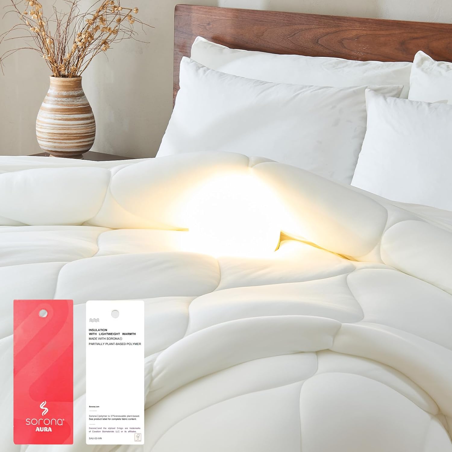 Bestier Luxury Comfy Comforter Hotel Level - Ultra Fluffy - Breathable Comforters King Size - Skin-Friendly Sorona® Comforters So Soft, Anti-clumping, All Season, Machine Washable - White, 104"x90"
