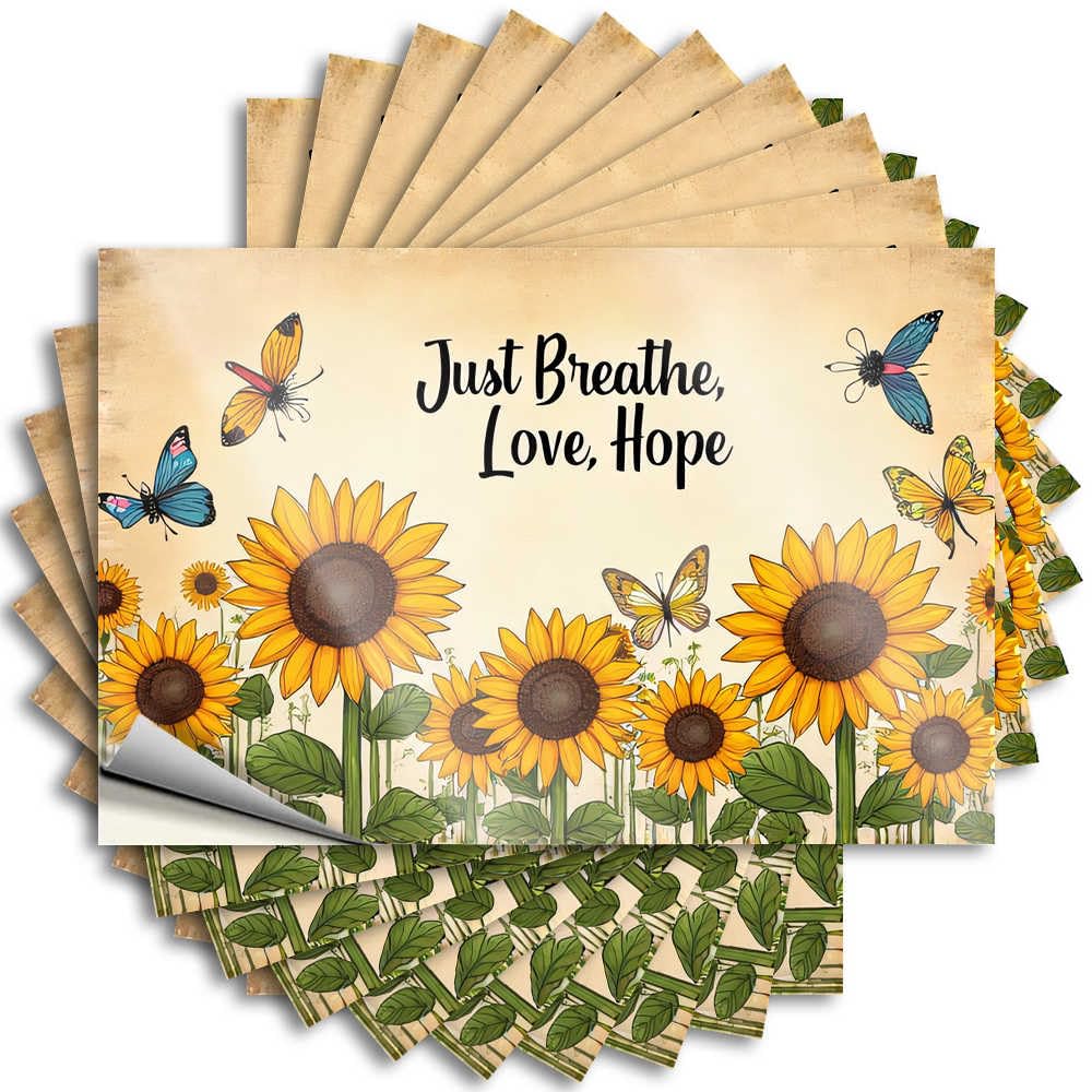Fzfn Colour Kitchen Stuff Texas Stickers - Sunflowers And Butterflies: Just Breathe, Love, Hope Tumbler Waterproof Vinyl Sticker(8X12cm)