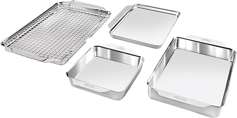 All-Clad Stainless Steel Baking Pans 5-Piece Set - Tri-ply Bonded for Even Bakin