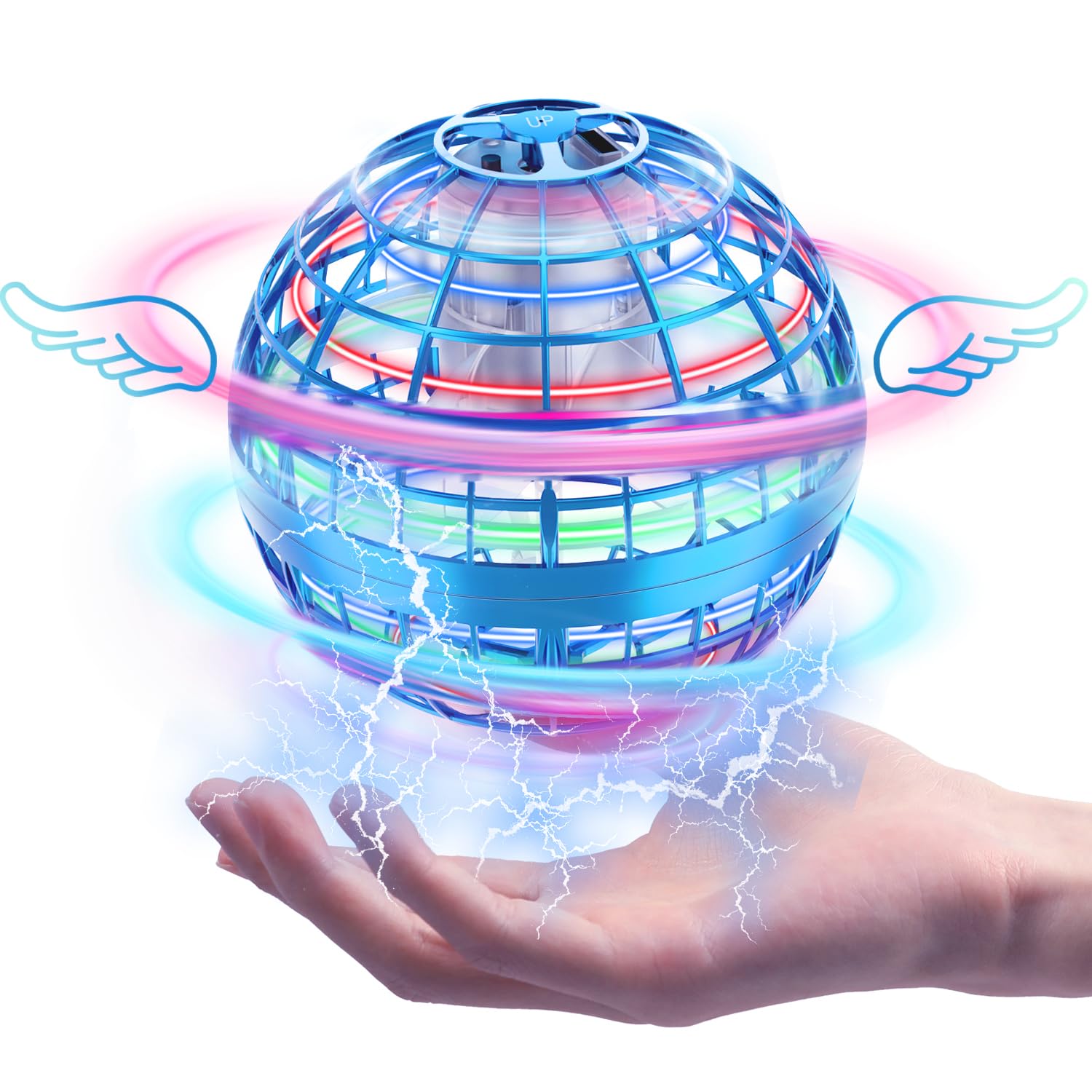 Zookao Fly UFO Mini Drone Aereo Giocattolo, Palla Volante Regalo Bambino Ragazzo 6-18 Anni Boomerang Led Rgb Sfera Volante Giocattolo Ragazzo 6-18 Anni Interno Ed Esterno