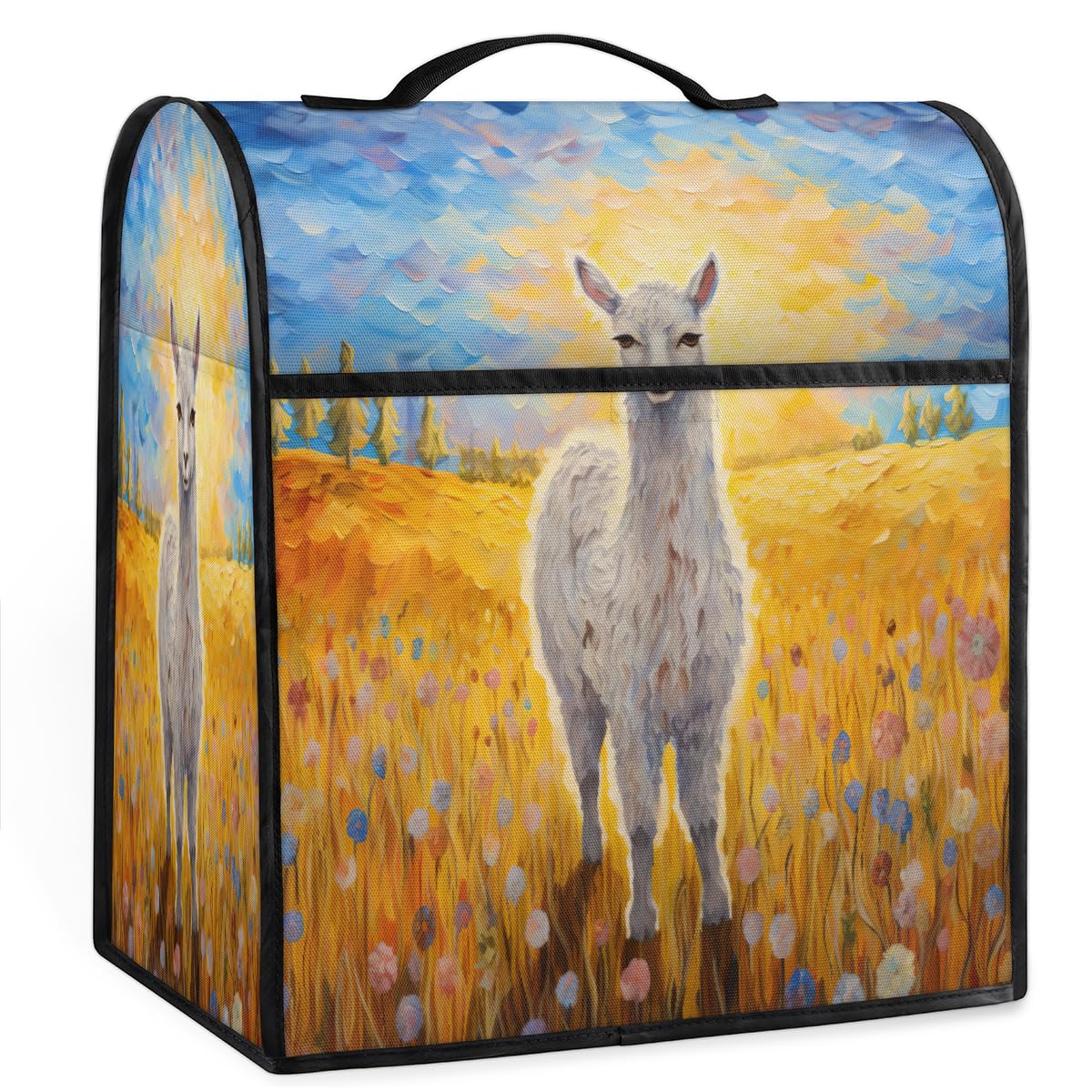 Coffee Maker Cover Alpaca Oil Painting Kitchen Appliance Covers Small Appliance Covers Blender Cover Juicer Cover Dust Covers for Kitchen Appliances with Top Handle and Pockets,Washable,C722