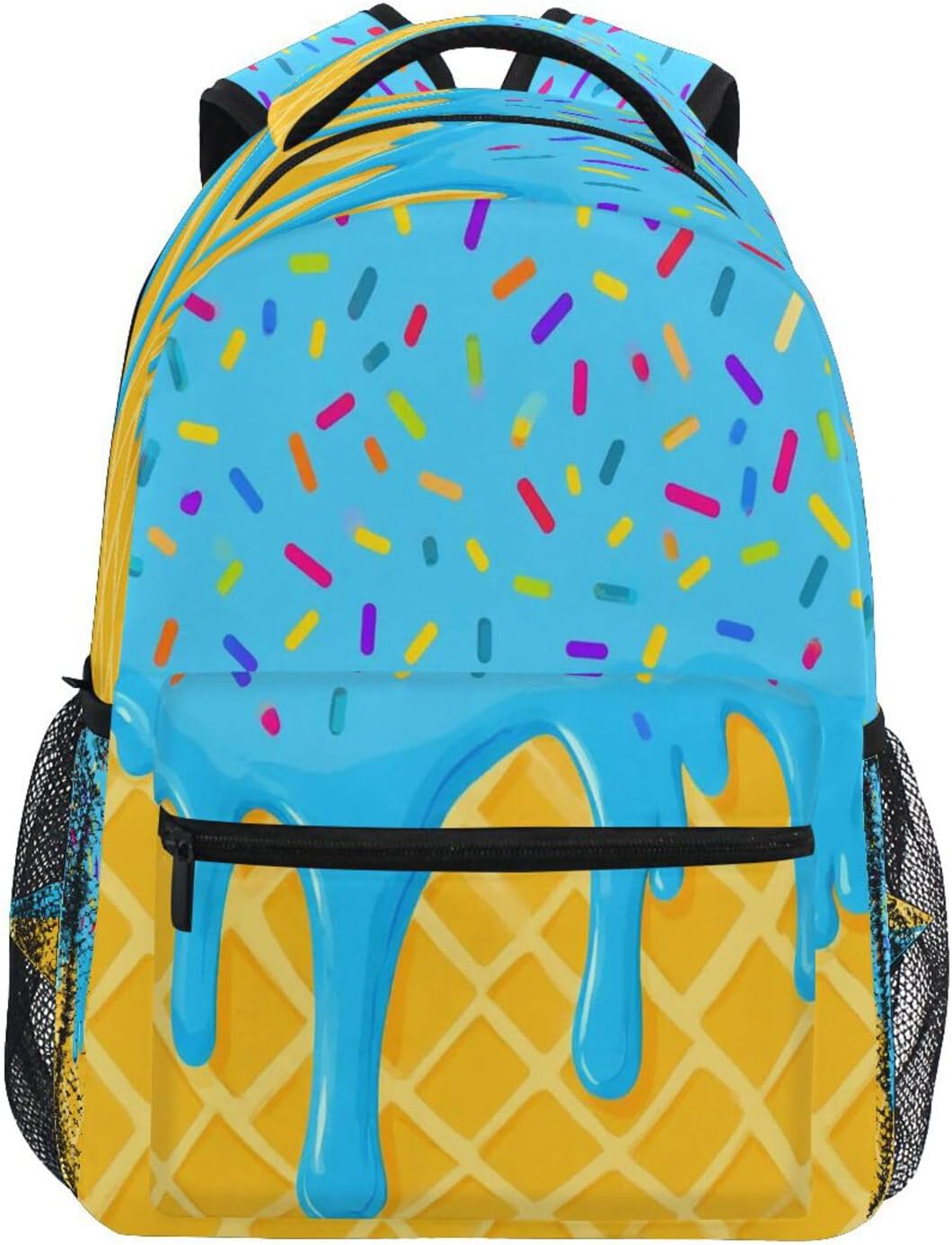 QUGRL Blue Ice Cream Drip Backpack for School Girls Boys Summer Large Bookbag Laptop Computer Hiking Travel Bag Casual Daypack Elementray Schoolbag for Teens Adult 16 Inch