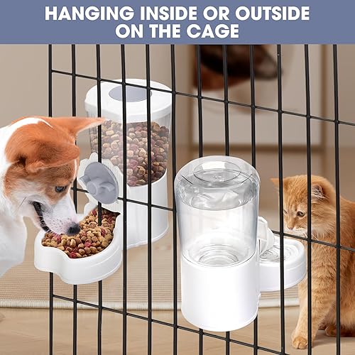 Miniatura 2 de ShineMe - Dispensador automático de comida para gatos, juego de 2 cuencos de comida y agua para perros, sin derrames, alimentador automático para