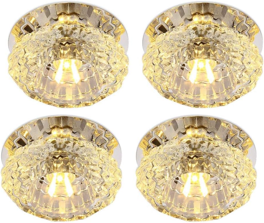 USMJQVZ 4 Pack LED recessed Lighting led Crystal Trim Corridor Aisle LED Recessed Ceiling Light for Indoor Retrofit Installation