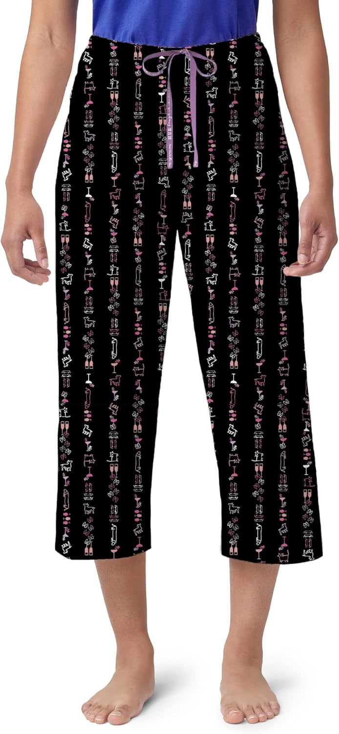 HUE Women's Summer Vacation Pajama Separates, Soft, Whimsical Print Pjs with Tropical Beach Themes, Flip Flops, Cocktails