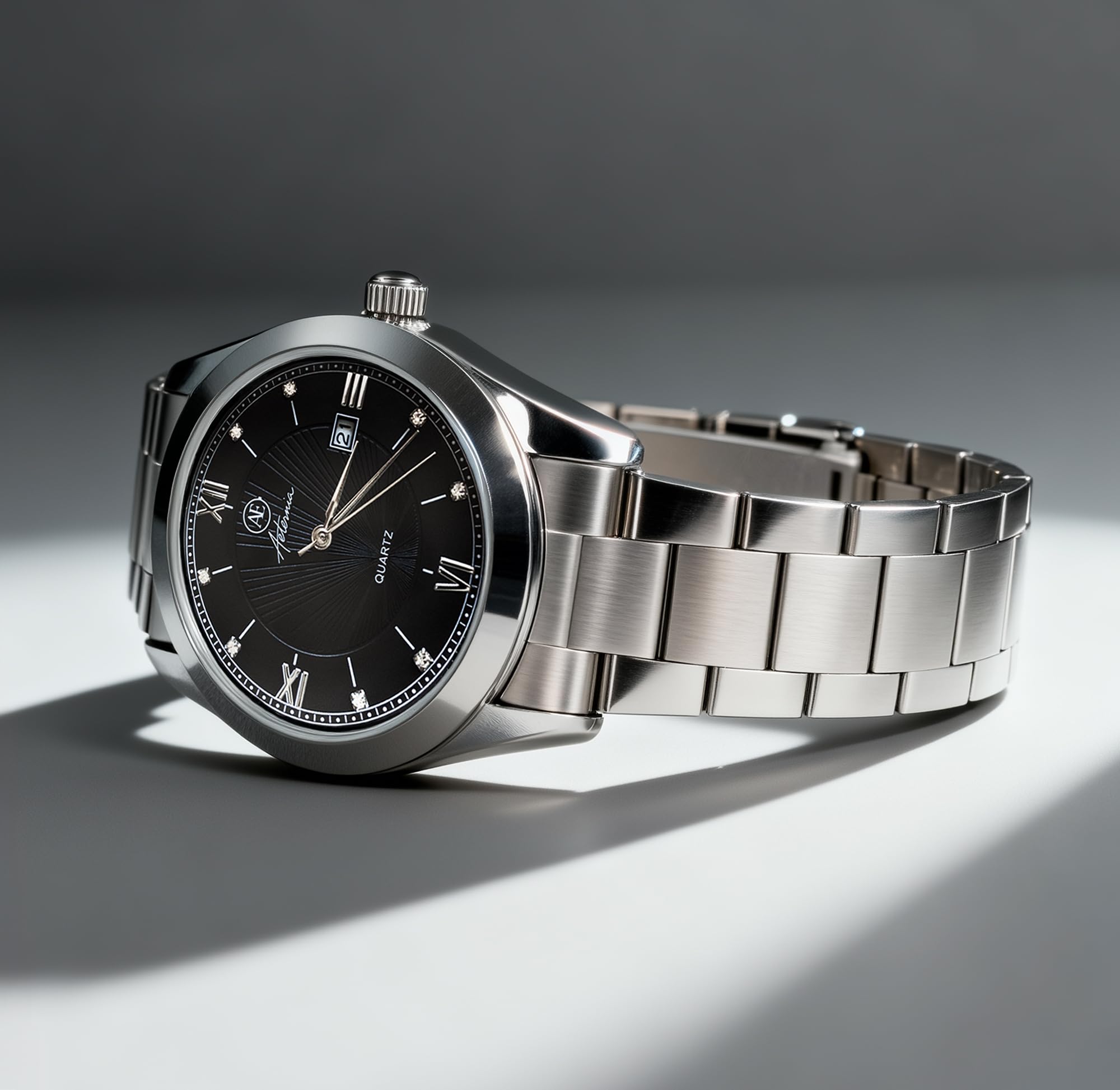 Aeternia - Reloj para hombre, pulsera de acero inoxidable, cuarzo con fecha.