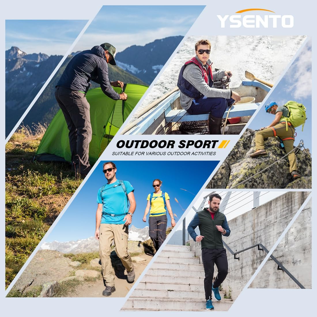 YSENTO Pantalones de senderismo para hombre, pantalones de trekking, verano, ligeros, transpirables, de secado rápido, resistentes al agua