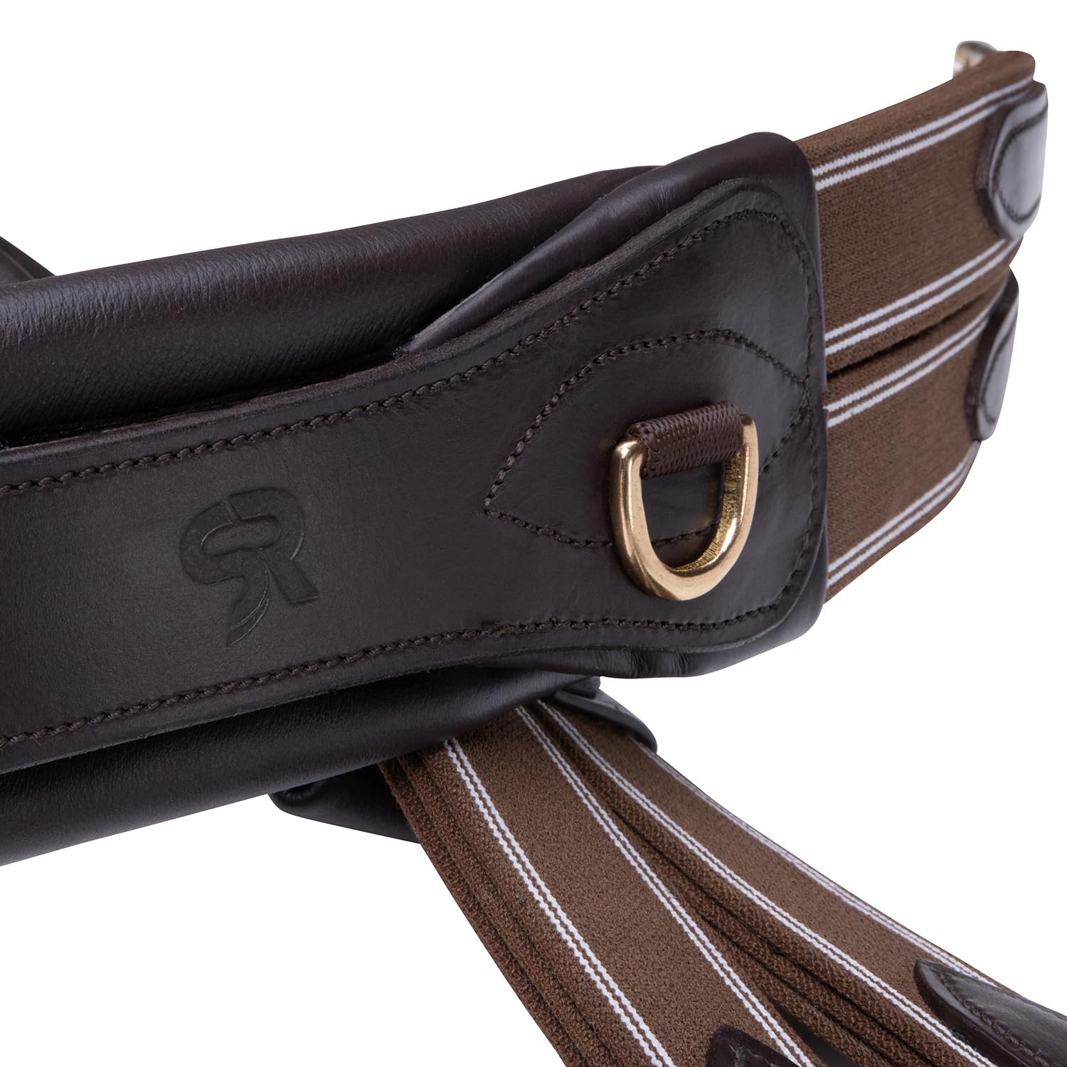 SUNRIDE Cincha 2 en 1 con Borrego para Caballo (SohoFlex) - Sistema DualChange - Cuero Genuino - Anillas en D - Hecho a Mano - Inserciones Elásticas - Hebillas de Rodillo (marrón, 120 cm)