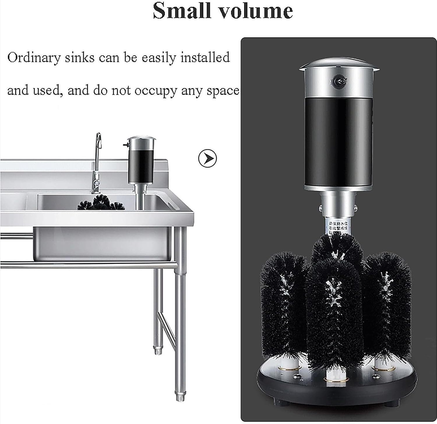 Commercial Glass Washer,5-Brush Upright Electric Brush Cup Washer for Beer Cup, Long Leg Cup Bars & Cafes