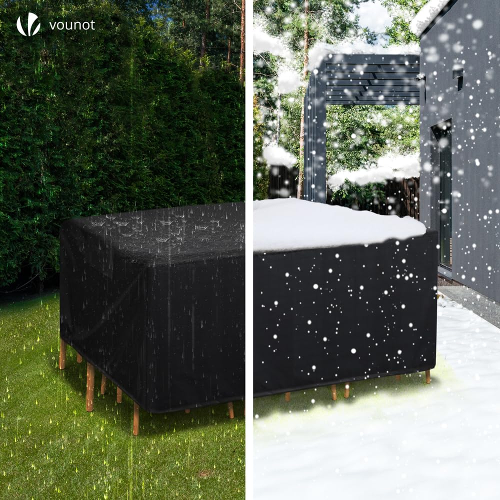 VOUNOT Garden Furniture Covers, 213x132x73cm, Waterproof, Anti-UV, Windproof, Heavy Duty Oxford Fabric with Reinforced Lines - Image 4