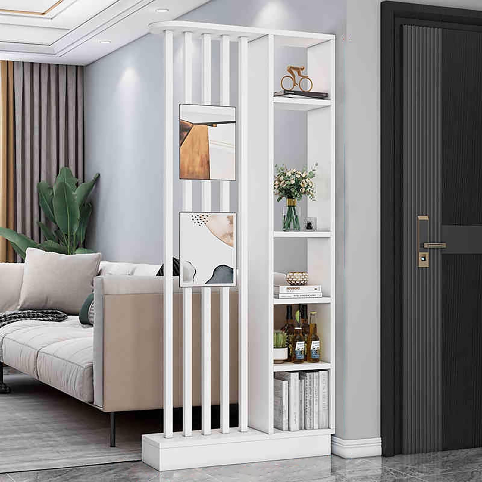 Paravent d'intimité 120 cm de hauteur réglable avec rangement vertical télescopique