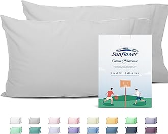 King Pillowcases Set of 2, 100% Cotton King Pillow Cases 2, 20×40 inches Ash, Soft and Breathable