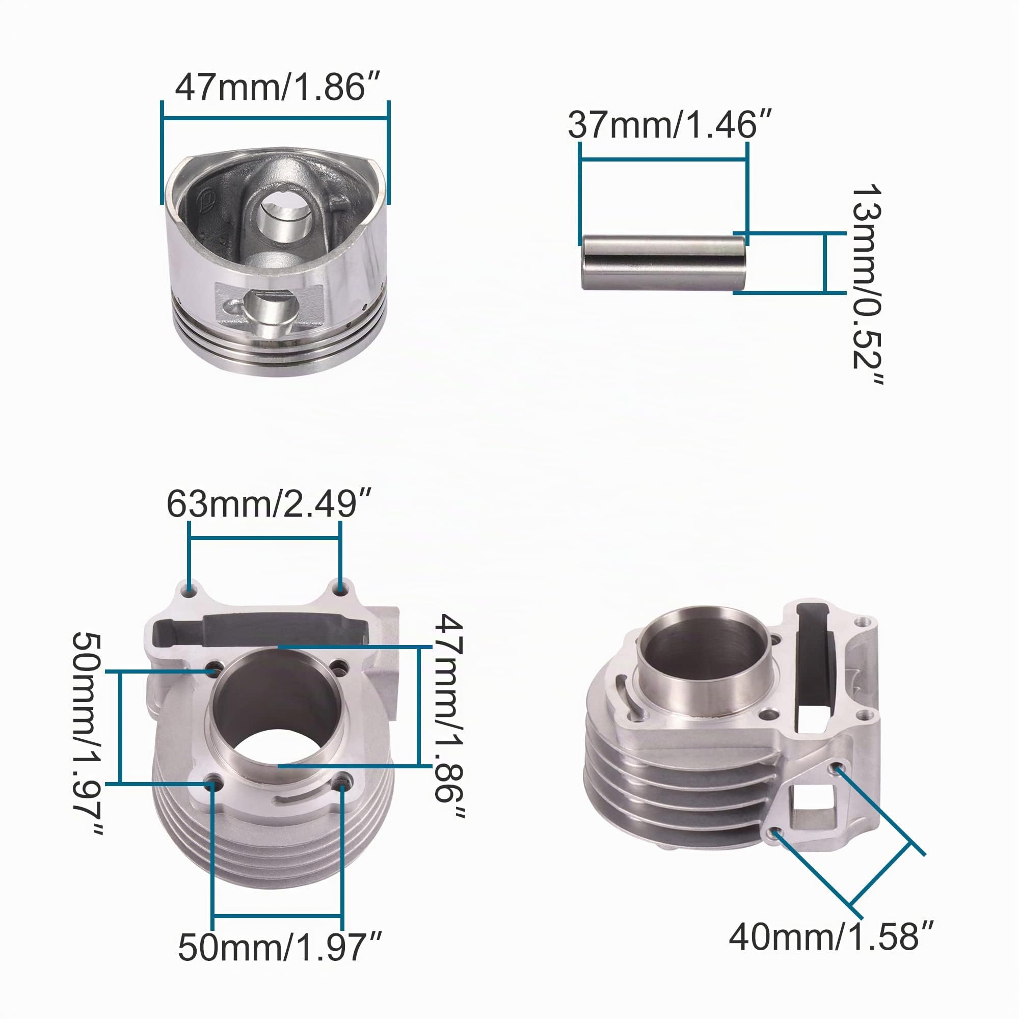 GOOFIT 47mm Big Bore Chinese Scooter Cylinder Kit Cylinder Heads Remplacement pour GY6 80cc 139QMB ATV Scooter Moped Motor Scooter Moped Kart