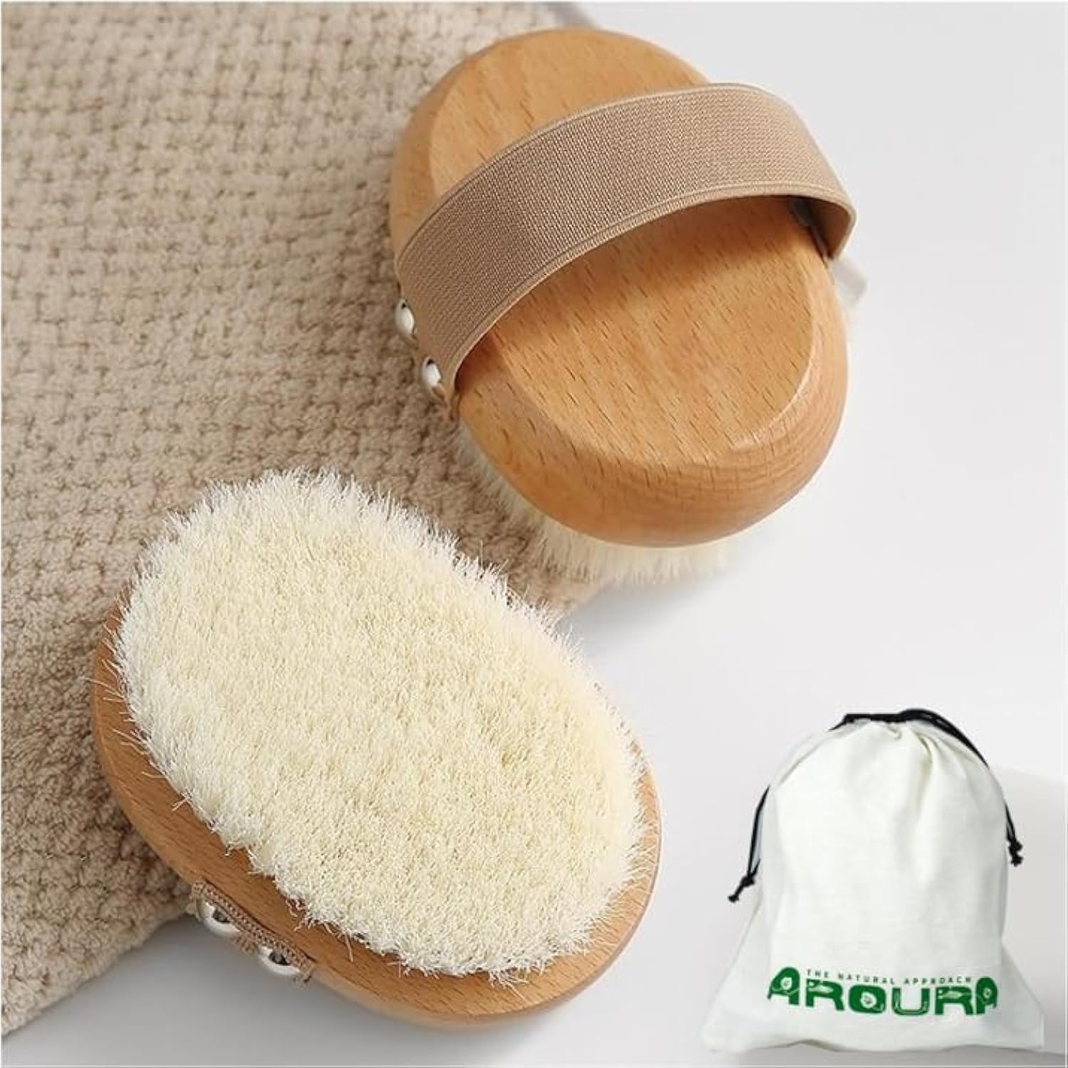 Premium Body Brush - Exfoliating Dry/Wet Scrubber, Cellulite Remover, & Skin Exfoliator, Enhances Lymphatic Flow - Beechwood
