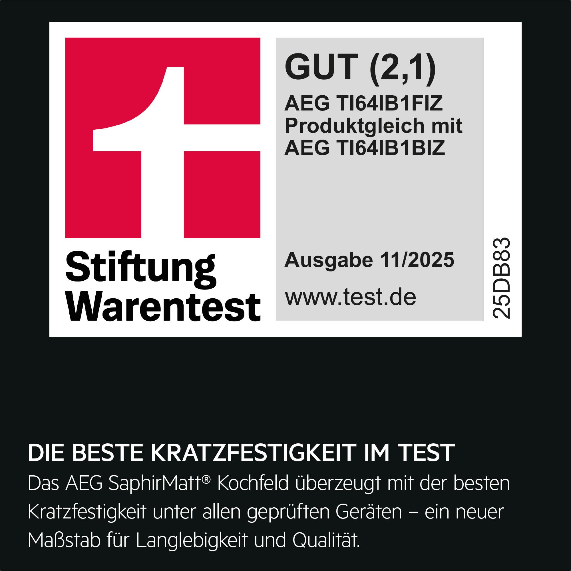 AEG Induktionskochfeld 60cm, Made in Germany, 4 Flex-Kochzonen mit Kratzresistenter SaphirMatt-Oberfläche, SenseBoil verhindert Überkochen, Bridge-Kombination 2er Zonen, Hob²Hood, TI64IB1FIZ - 4
