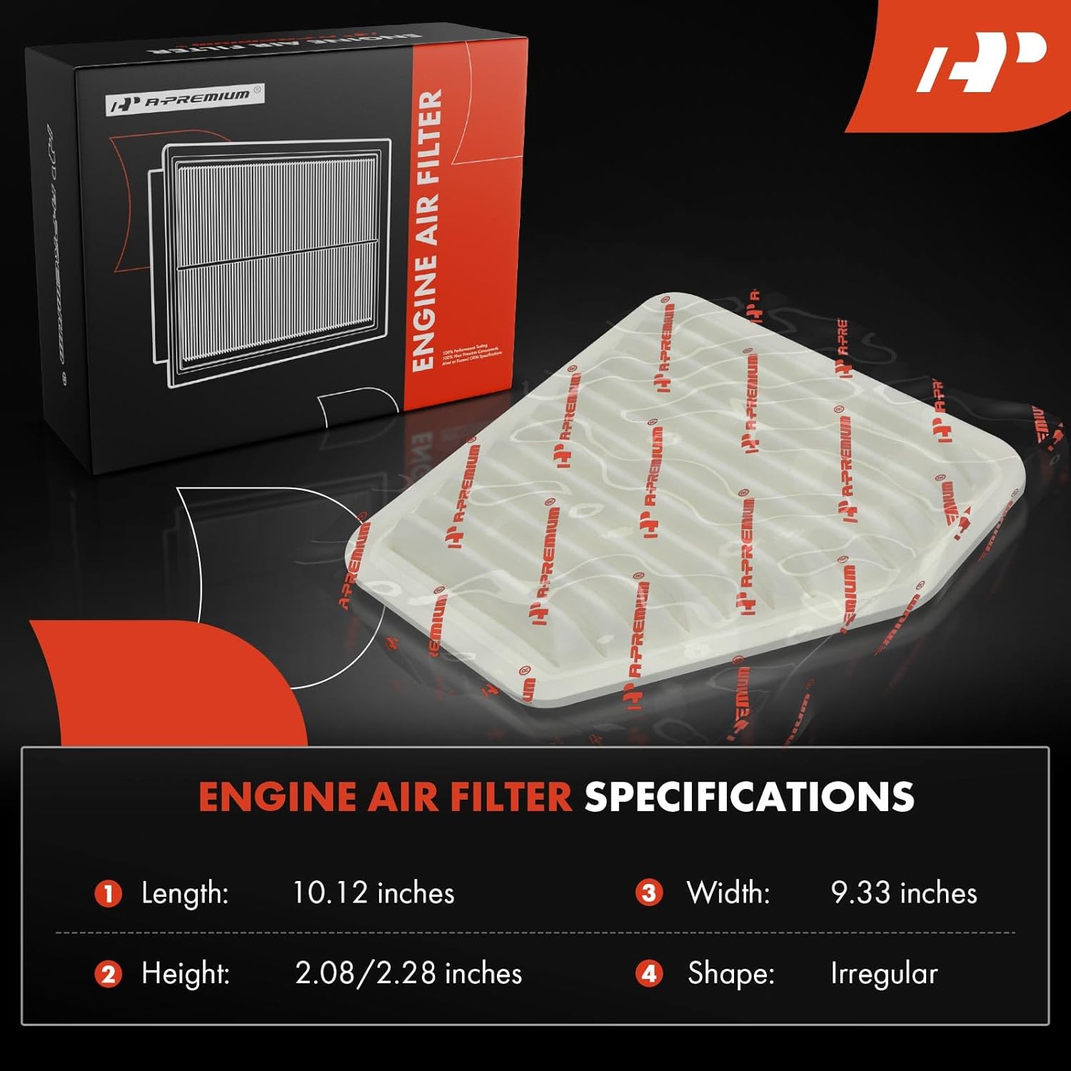 A-Premium 2-PC Engine Air Filter Compatible with Toyota, Lexus, Pontiac & Scion - Camry(07-11), Corolla(09-12), Avalon(05-12), Matrix(09-13), RAV4(06-12), Venza(09-15), ES350, Vibe