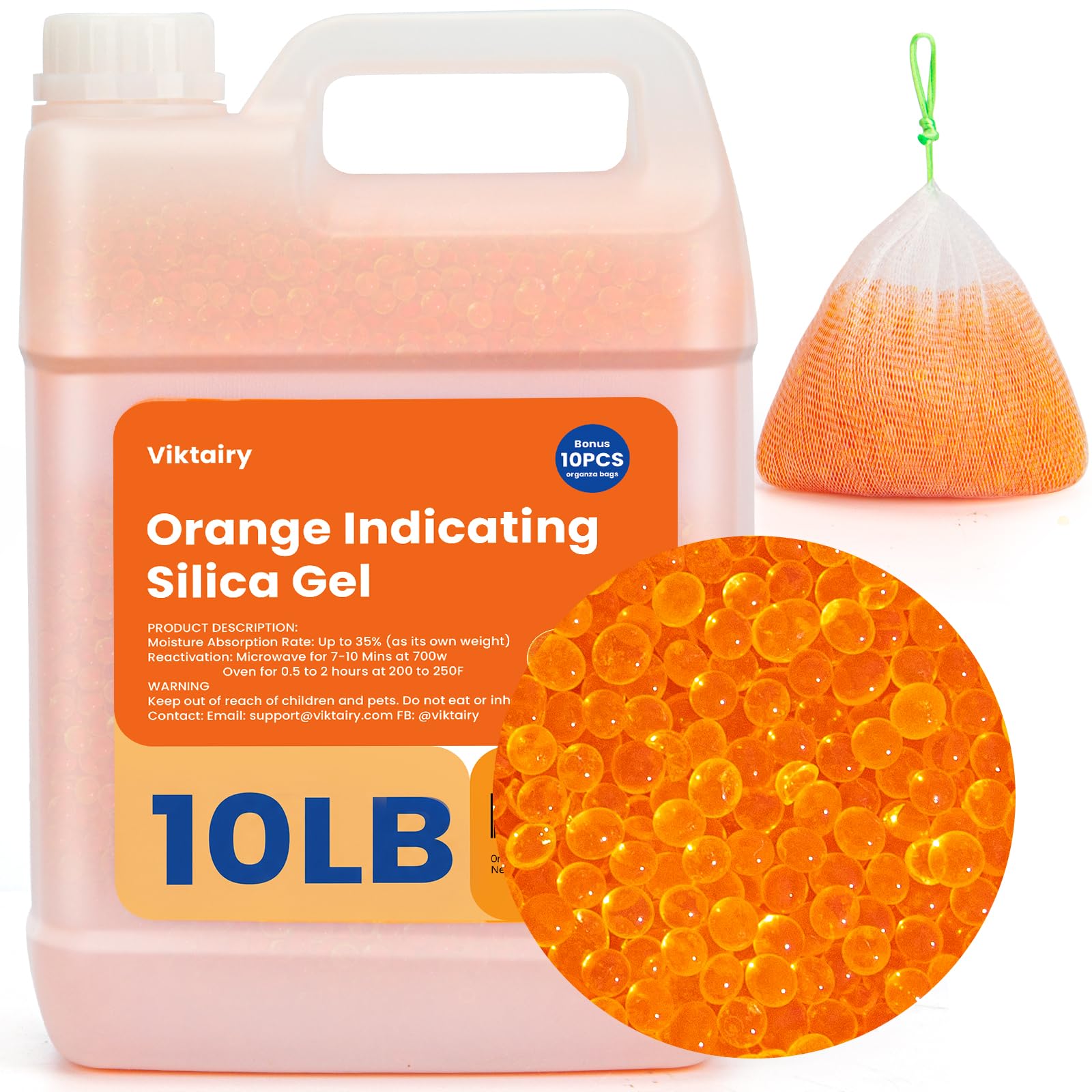 2.2 LBS Orange Silica Gel Desiccant Beads, Reusable & Color Indicating — Amazon image 17
