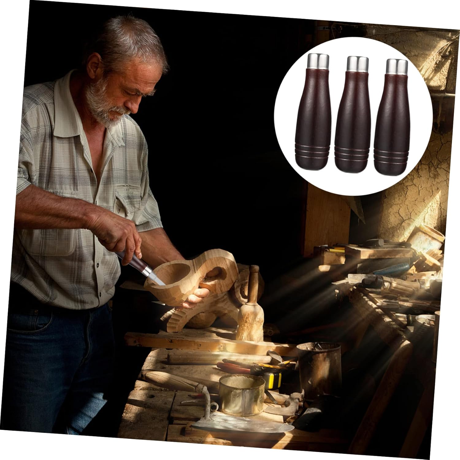 Housoutil 30pcs Wooden Rasp Handles Ergonomic File Handles for Woodworking and Crafting Comfortable Grip Compatible Files and Rasp Tools