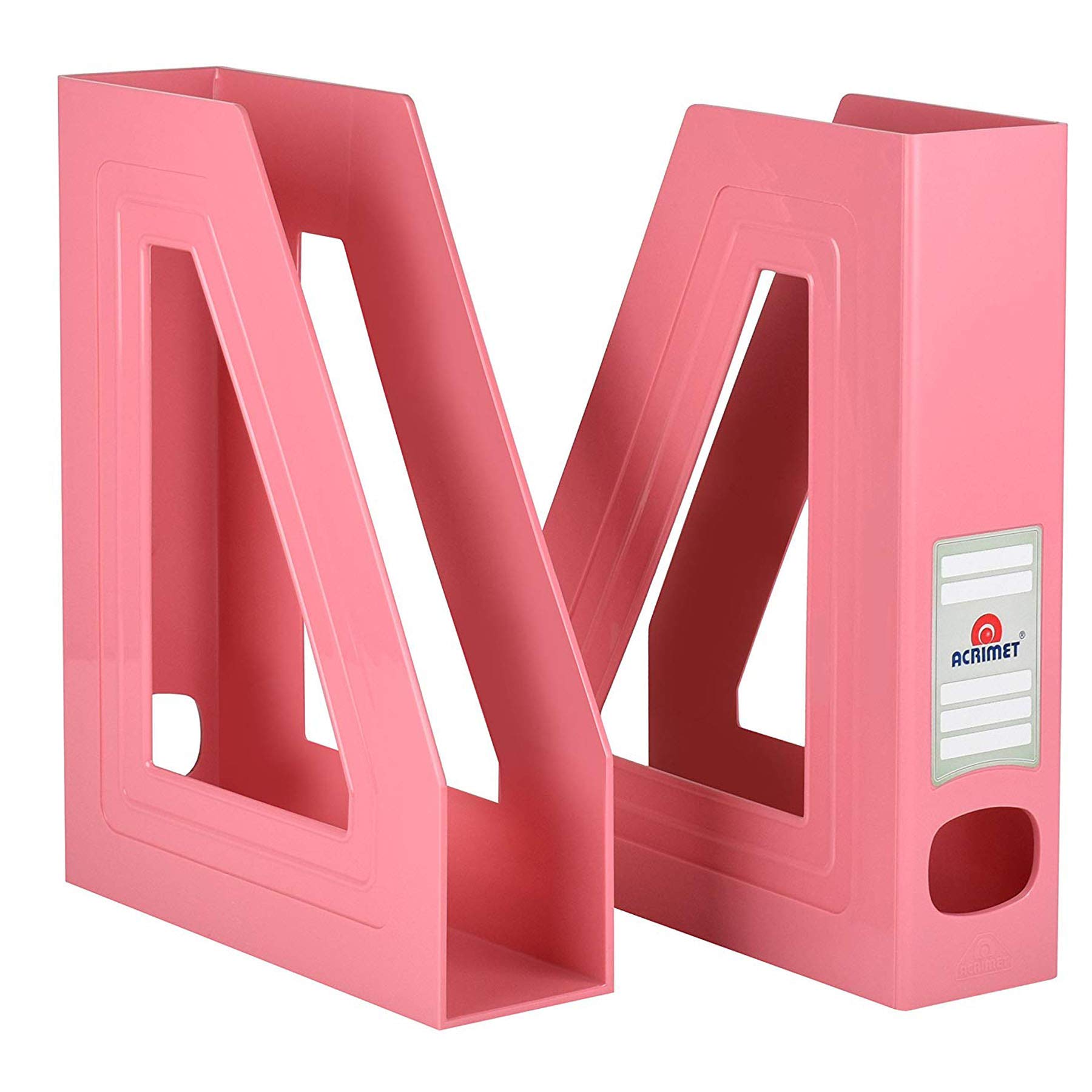 Acrimet Porte-Revues Support Durable Organisateur Dossiers Bureau Plastique Rose Lot de 2