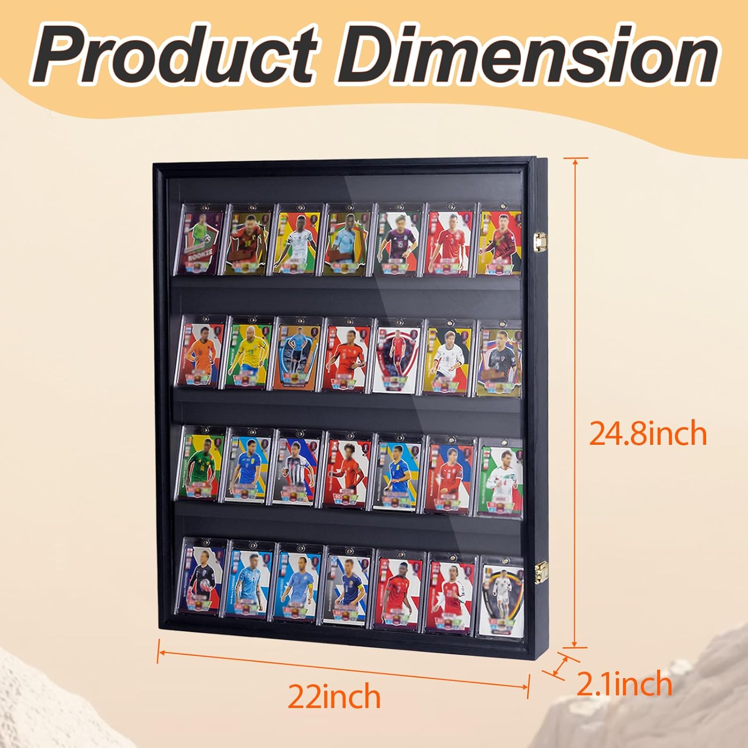 28 Graded Card Display Case,Wooden Wall Mount Football Card Display Case,Trading Card Display with UV Protection for Basketball Football Trading Cards Display Collectibles Souvenirs