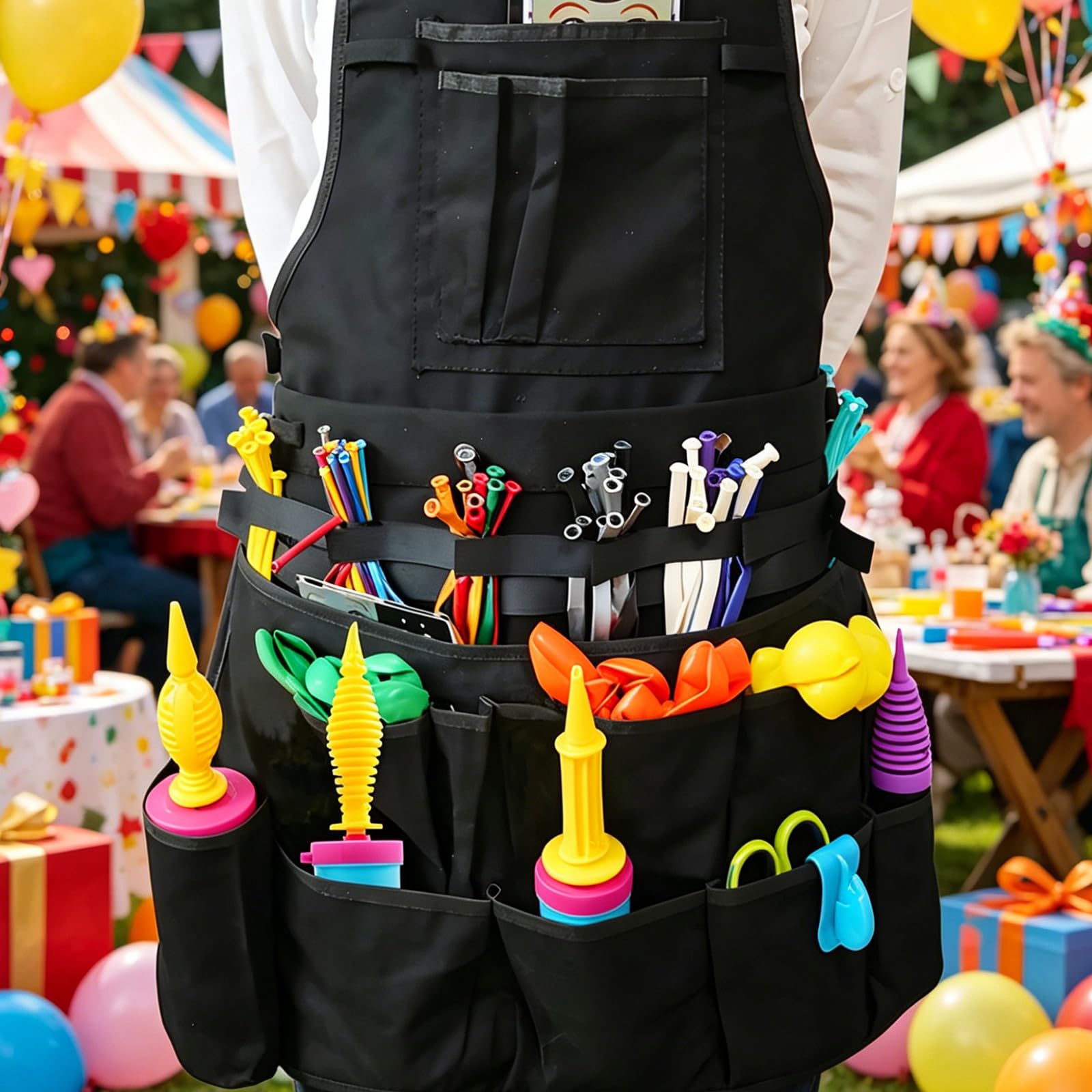 Künstlerschürze, offene Schlitze mit Taillenband, Schwarz