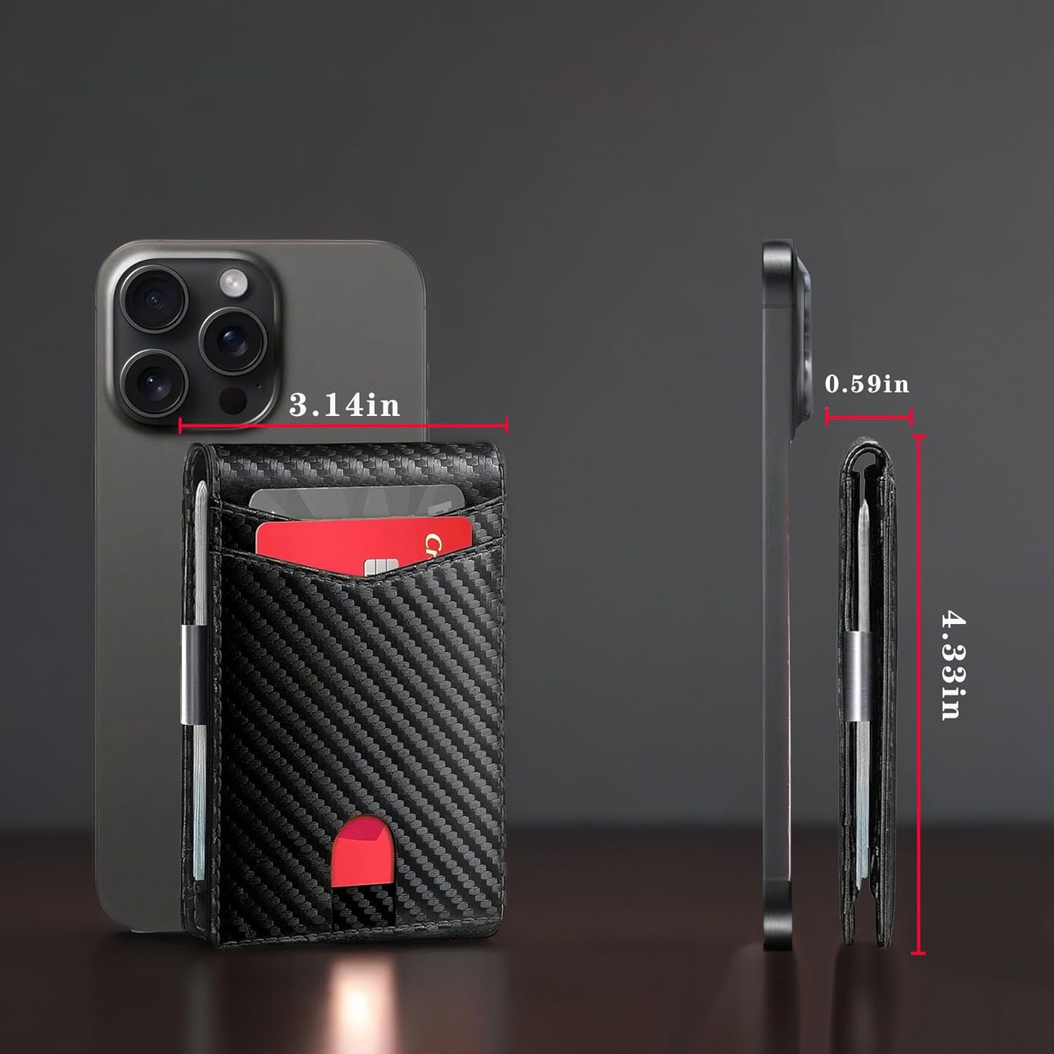 Mens Slim Wallet gifts for men with Money Clip 12 Card Slots ID Window RFID Blocking Holder Minimalist Small Leather Bifold Men's Front Pocket Wallet Gift Box mens gifts (carbon black) - Image 5