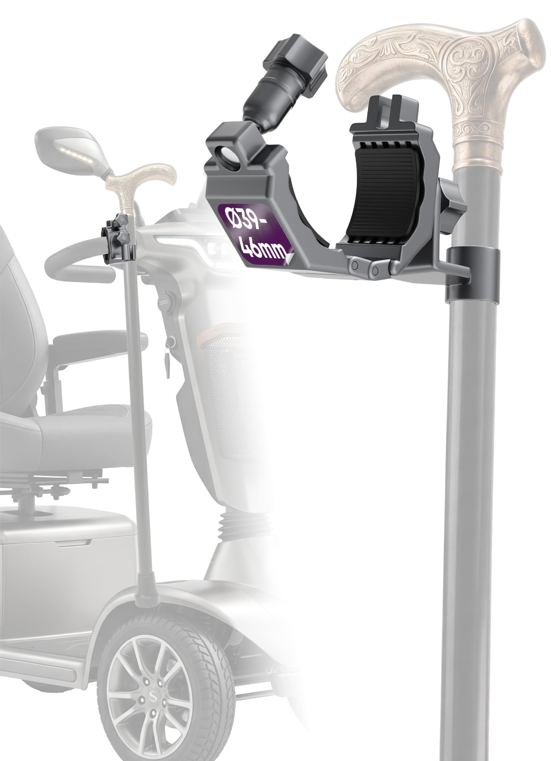 Soporte para Muletas en Silla de Ruedas Porta Baston Andador Sujeta Firmemente Ideal para Personas Mobilidad Reducida Accesorios Ancianos Mayores Facil Instalar Apto Scooter (XXL (39-46 mm. diámetro))