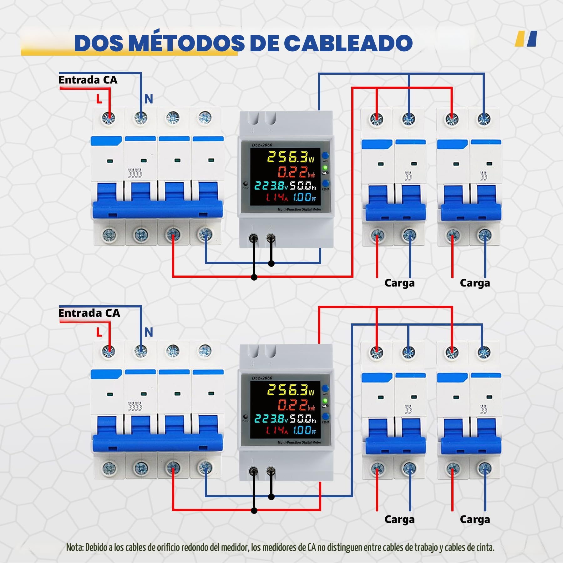 Wifi Medidor de Energía, Contador de Energía Monofásico, Medidor de Energía Digital 6 en 1 AC40~300V 100A Voltímetro Amperímetro Carril Din, Adecuado para la medición del consumo eléctrico