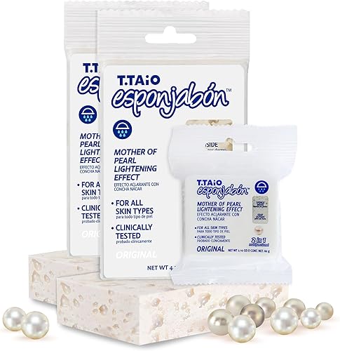 T.Taio Esponjabon - Esponja de jabón de madreperla  Limpiador de ducha revitalizante para lavado de baño y eliminación de aceite  Artículos