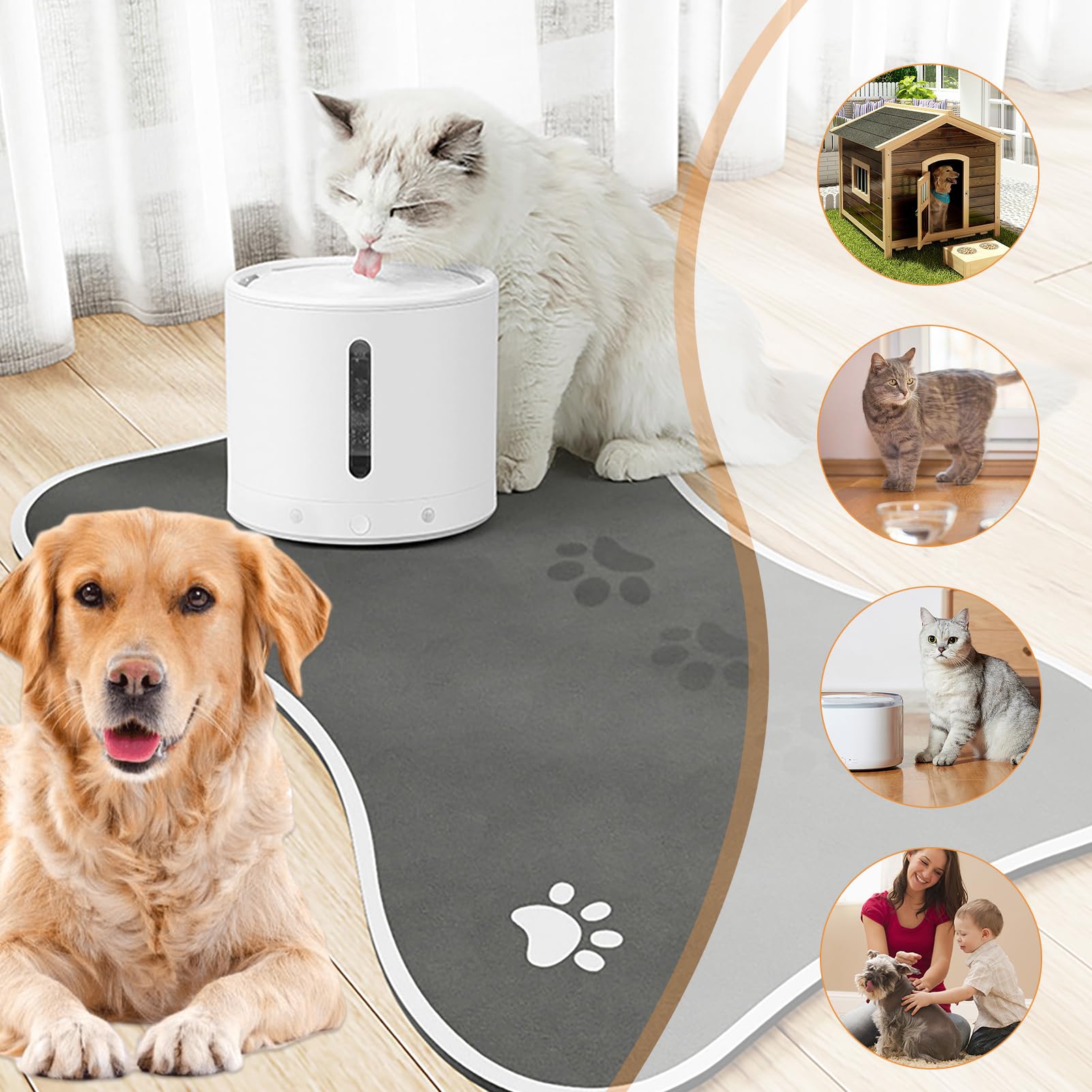 Tapis d'alimentation en silicone imperméable pour chien et chat, tapis antidérapant pour gamelle, pour chiens, chats et autres (50 x 80 cm)