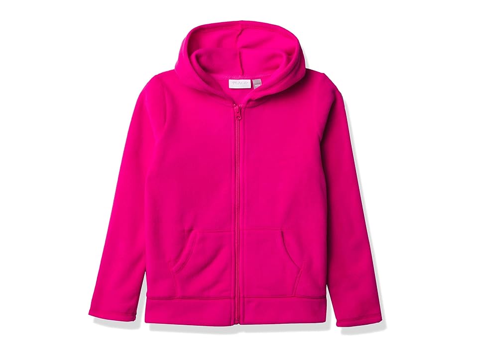 The Children's Place Girls' Uniform Fleece Zip Up Hoodie (Aurora Pink