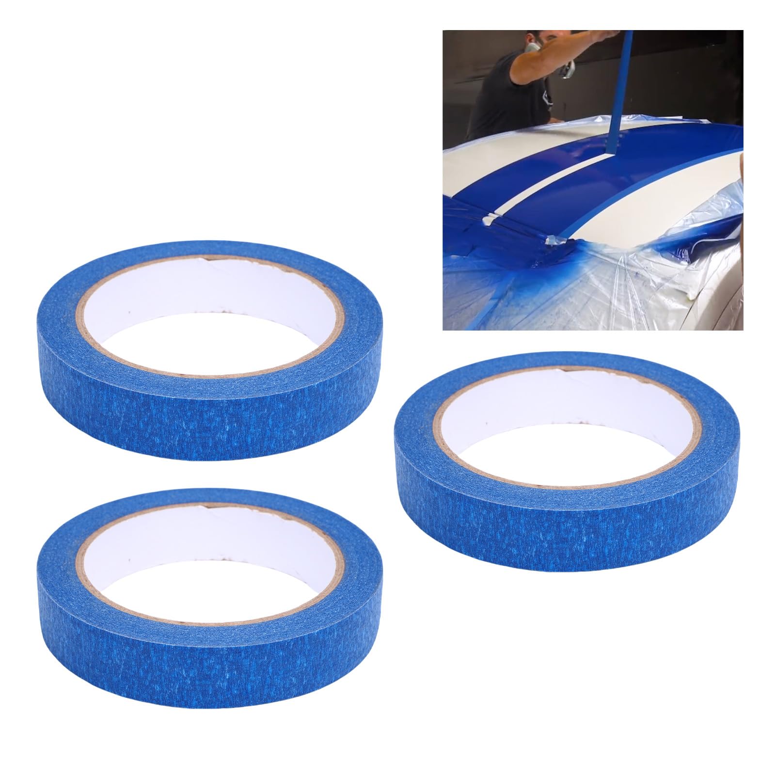 12 Rouleaux de Ruban Adhésif Bleu pour Peintres, Ruban de Peinture 20 mm X 30 M, Ruban de Masquage pour Voitures, Camions, Motos, École, Artisanat, Arts