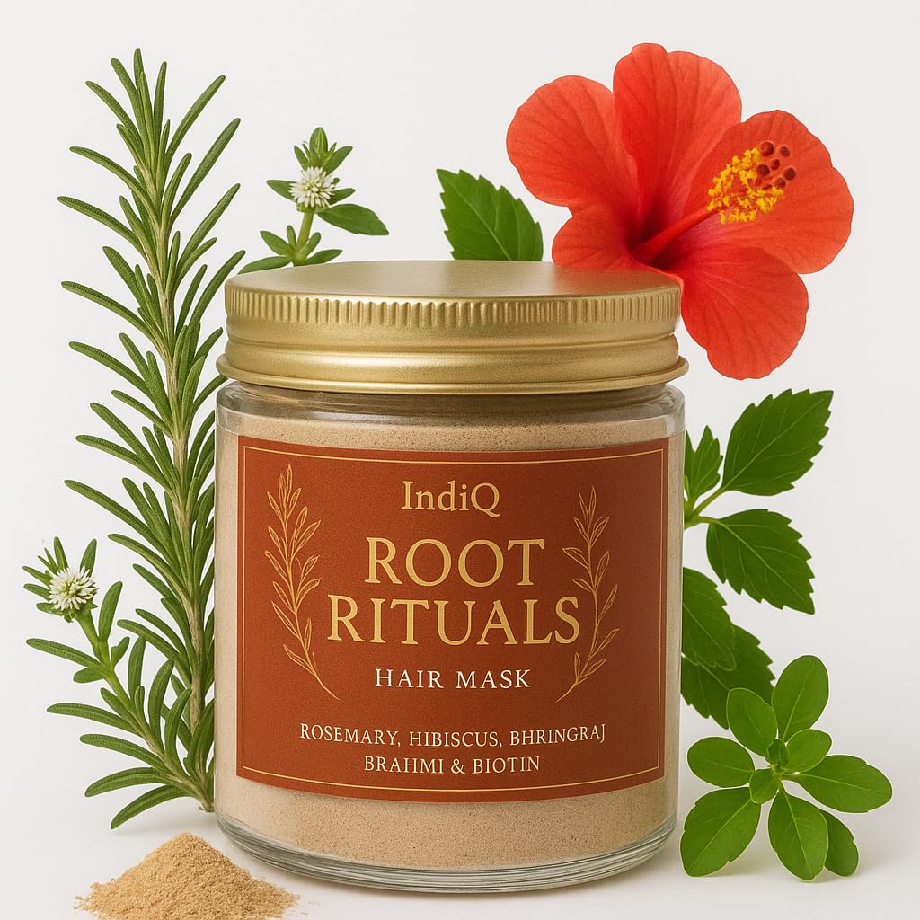 Root Rituals - Hair mask powder with Rosemary, Hibiscus, Bhringraj, Bhrahmi, Biotin and other selected-image-49