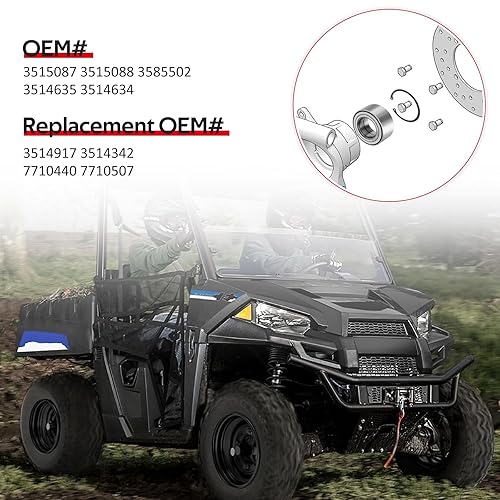 Vista 33 de Rodamientos de rueda delantera para Polaris Sportsman Ranger Magnum ACE Scrambler ATP (35x64x37) Heavy Duty